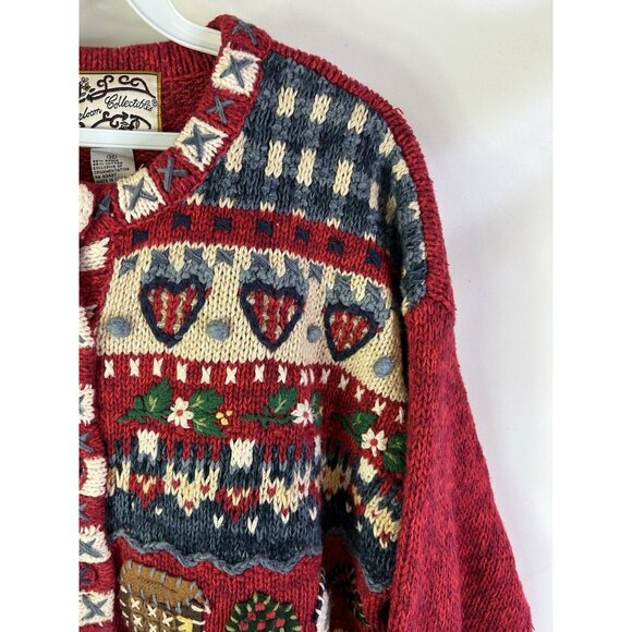 Vintage 90s Country Cottage Orchad Knit Cardigan Sweater - Picture 6 of 8